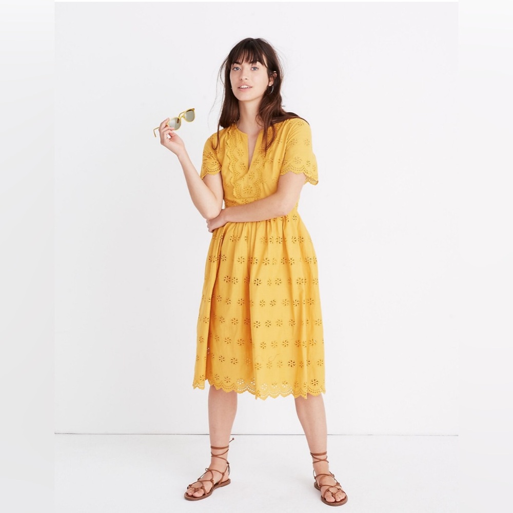 Madewell Scalloped Eyelet Dress - Size: 2